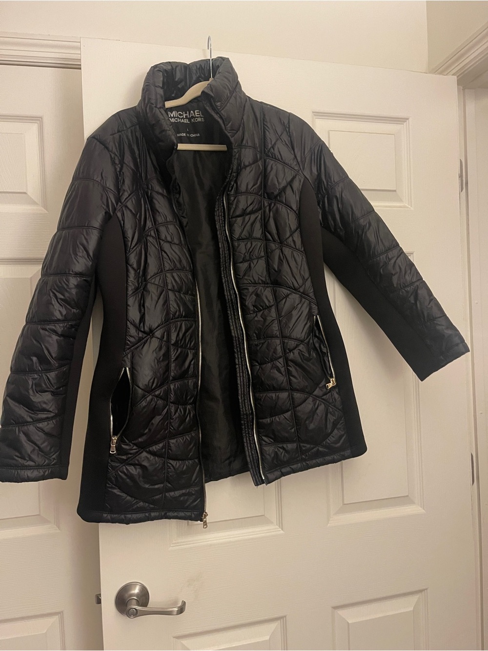 Michael Kors Black Quilted Puffer Jacket with Zip Pockets